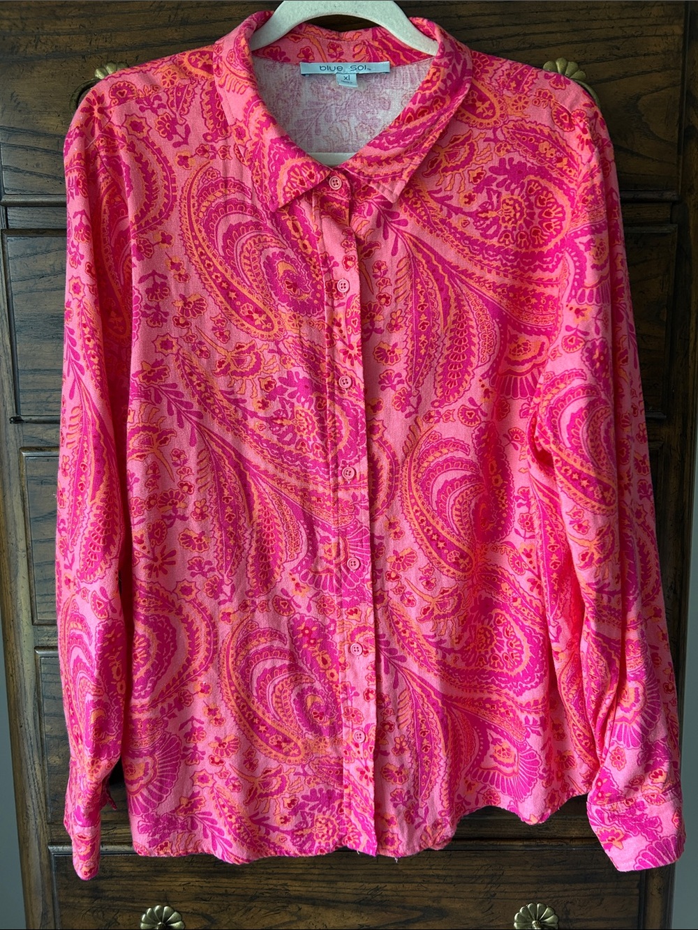 Blue Sol Bright Pink Paisley Button-Down Shirt